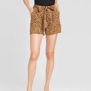 A New Day ✨ Cheetah Print Linen Tie Shorts Sz M